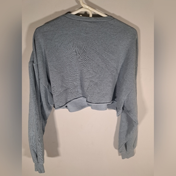 Divided Cropped Dusty Blue Sweater Large - Picture 4 of 4